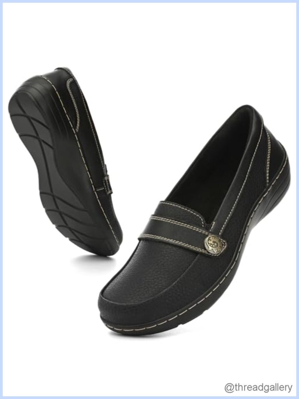 Women's Leather Loafers Slip On Memory Foam Comfortable Casual Shoes